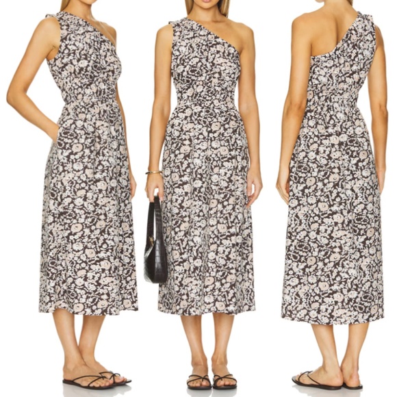 Rails Selani Dress – Russet Floral One-Shoulder Midi Dress - Size Large - Picture 1 of 13